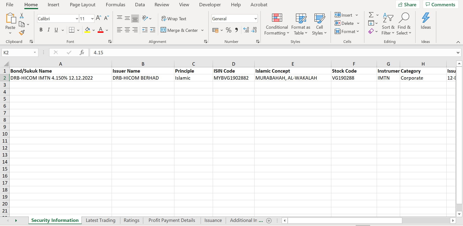 Figure 7: Security Information Exported to Excel Figure 7: Security Information Exported to Excel