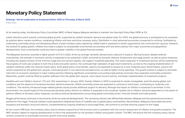 Figure 1 - Latest Monetary Policy Statement by Bank Negara Malaysia (BNM) Figure 1 - Latest Monetary Policy Statement by Bank Negara Malaysia (BNM)