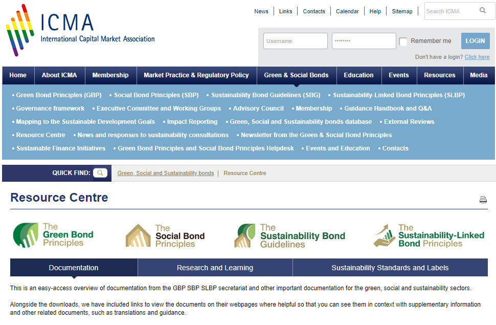 ICMA Green, Social, Sustainability Resource Centre | BIX